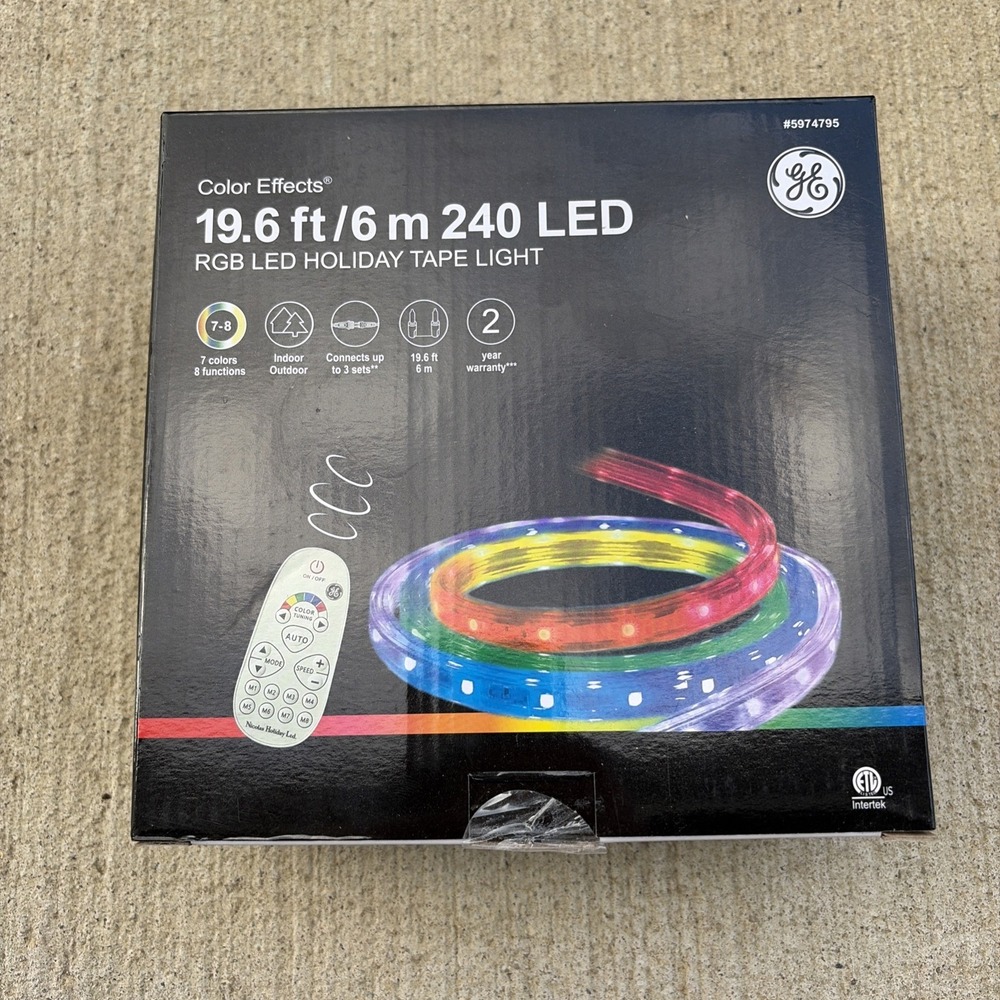 180 LED Light 19.6 Foot GE Color Effects Multicolor Christmas Tape Lights